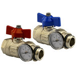 Begetube set bolkranen met richtbare insteekthermometers 4/4 Begetube set bolkranen met richtbare insteekthermometers 4/4